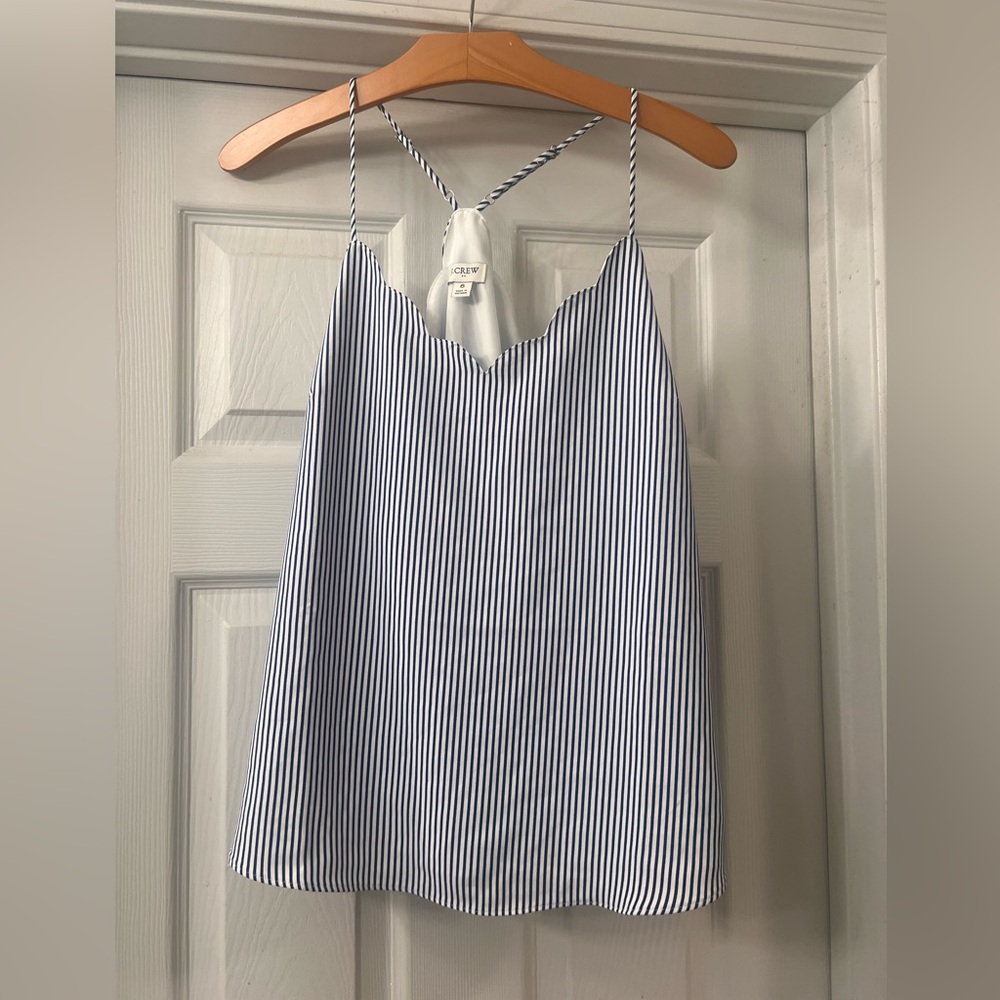 J Crew Striped Blue and White Blouse